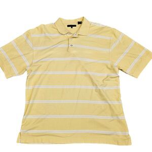 Siegfried Yellow and White Striped Men's Short Sleeve Polo Shirt Size 2XLT